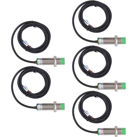 Lot de 5 capteurs de proximité inductifs sans contact, connecteur M18, 2 fils, normalement ouverts, 10-36 V CC (1/5)