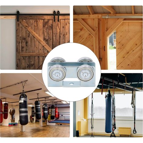 Ensemble de poulies à 4 roues en forme de U pour portes coulissantes, poulies de sol, rails, composants de rideaux, roues de suspension, accessoires pour portes coulissantes anciennes. (1/5)