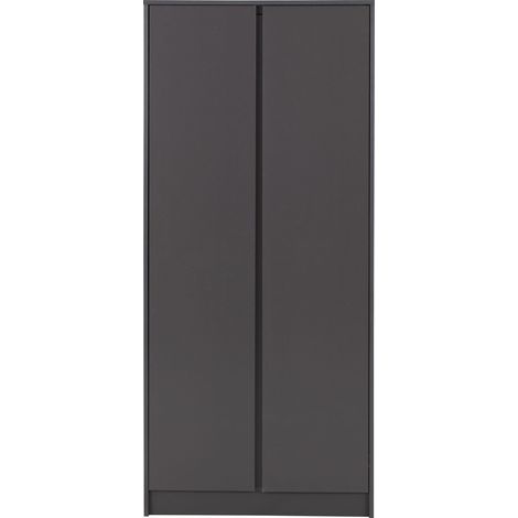 Malvern 2 Door Wardrobe in Grey Finish Hanging Rail and Shelf (1/5)