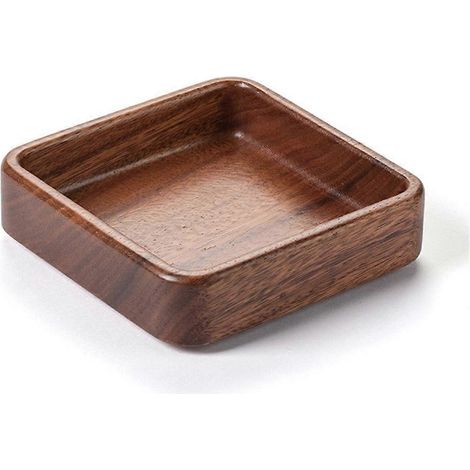 Assiette à dessert ronde en bois massif noyer, vaisselle japonaise créative, plateau à dessert empilable en bois, plateau à thé C (1/5)