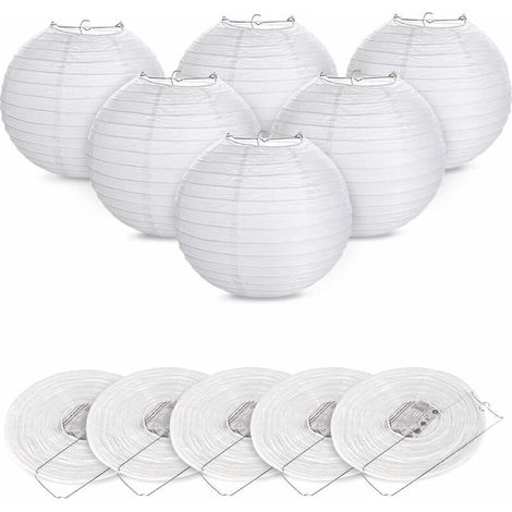 12pcs Lanterne en papier abat-jour Lampion en forme de boule blanche forme de balle pour hocht Temps Église Garden Party Décoration(Blanc) (1/4)