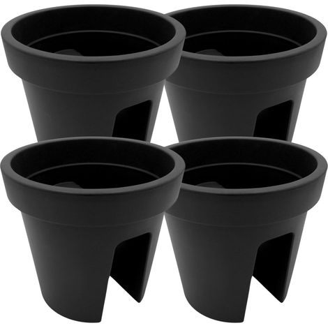 Geländertopf anthrazit 4er-Set Balkontopf Balkonkasten Hängetopf Blumentopf (1/3)