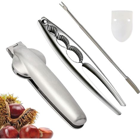 Châtaigne Clip,Acier inoxydable Coupe Chataigne,casse noix,Pince Chataignes,pince casse noisette casse-noix pour tous types de noix, casse-langouste, casse-crabe (1/5)