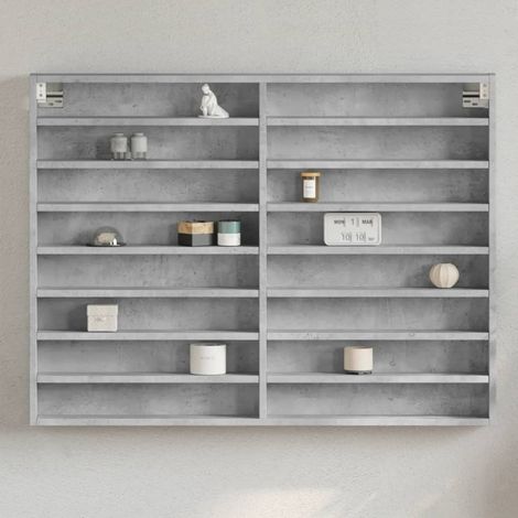 Vitrinenschrank Betongrau 100x8,5x75 cm Holzwerkstoff vidaXL (1/5)