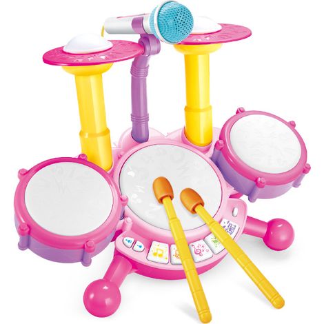 Tambour musical pour tout petit un à trois ans avec micro et lumières jouet d éveil pour garçon et fille cadeau six à dix huit mois