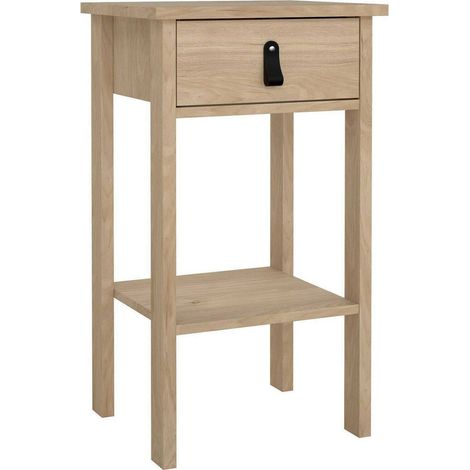 Dmora - Comodino Maxine, Comò basso, Tavolino da notte, Mensola da letto, 40x34 h70 cm, Rovere