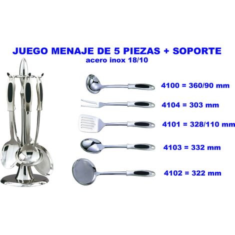 ARCOS JUEGO MENAJE 5 PIEZAS CON SOPORTE TODO INOX 18/10 = 411600