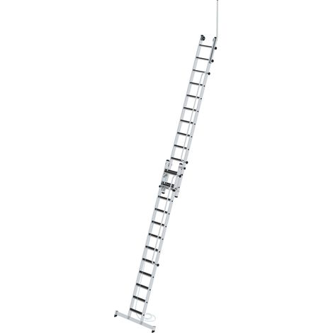 MUNK Stufen- Seilzugleiter 2-teilig mit Handlauf und Ausstiegsholm 2x12 Stufen (1/5)