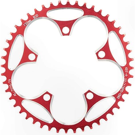Couronne plateau direct mount vélo, 110 BCD, 5 trous, profil narrow-wide, teinte rouge (1/5)