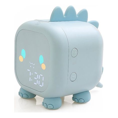Réveil dinosaure pour enfants - Réveil - Réveil pour enfants - Réveil ultra-sonore - Réveil multifonctionnel - Réveil électronique créatif - Avec veilleuse bleue (1/5)