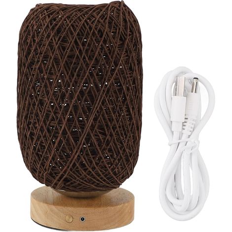 Lampe de Table en bois rotin, lumière chaude à intensité variable (1/5)