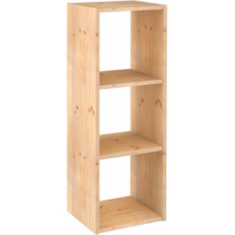 Idroweb – Étagère murale en pin massif 3 tablettes – Hauteur 105 cm – Charge max 50 kg par tablette – Prête à peindre ou vernir