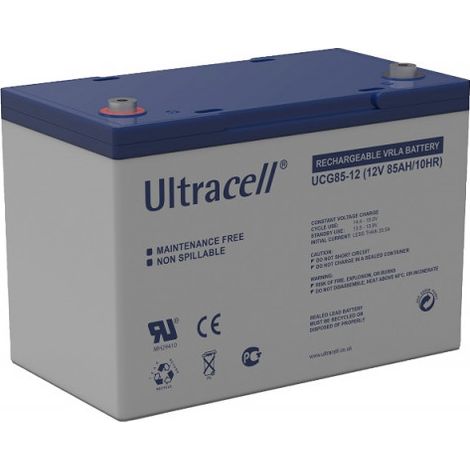 Ultracell – Batterie gel 12V 85Ah UCG8512 – Technologie sans entretien – Pour systèmes d'énergie solaire et éolienne – Dimensions 305x168x213mm (1/2)