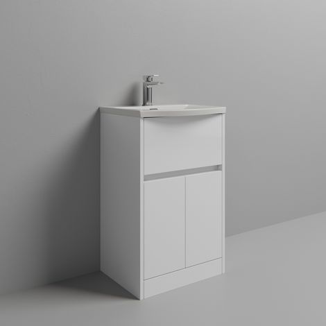 Montego Gloss White 500mm 1 Drawer 2 Door Vanity Unit with Arc Basin