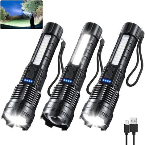 3er-Pack wiederaufladbare Taschenlampen, 980.000 Lumen, 7 Modi, LED, superhell, für Camping, Notfälle und den Gebrauch zu Hause. (1/5)
