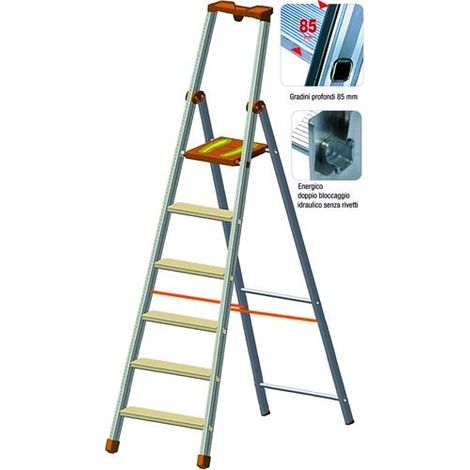 Scala Facal Piu+Su in Alluminio Sez.24X50 Gradini 3