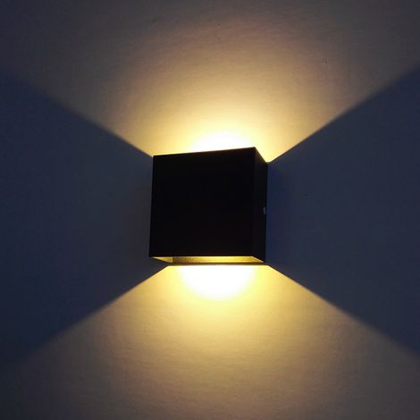 Applique murale LED 6W, applique murale d'intérieur moderne, carrée noire, 3000K, pour chambre à coucher, salon (1/5)