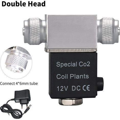 Électrovanne pour regulateur de systeme de CO2 d'aquarium Sortie cc 12V Connecter un tube 46mm ou un compteur a bulles Double tete sans bruit Version basse temperature,modele: Prise Double Head-EU