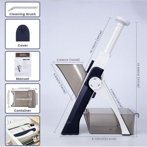 Mandoline De Cuisine - Lame Acier Inoxydable 420J - Réglage Épaisseur 0 5 À 8 Mm - Ventouses Stabilisantes - Récipient Inclus - 1 Pièce (1/5)