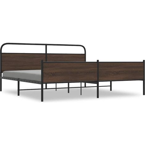 Maison Exclusive - Cadre de lit en métal sans matelas chêne marron 200x200 cm (1/5)