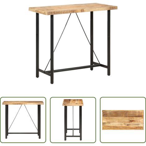 Chaise de bar en bois - Table de bar 120x58x107 cm Bois de manguier brut (1/5)