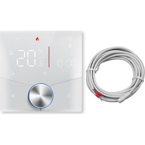 Thermostat intelligent pour chauffage électrique au sol/chaudières à gaz, commande vocale à distance, contrôleur de température Wifi programmable avec molette de réglage (chaudière à gaz