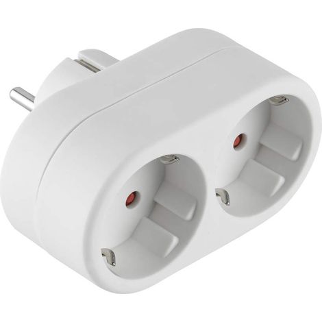 ADATTORE DOPPIO FRONTALE SCHUKO 16A BIANCO