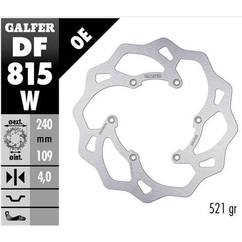 Disco freno posteriore Galfer Beta RR 250/300/350 '12-, RR 390/400/430/450/450/498 '14-, XTrainer 250/300 '15- Wave (240x109x4mm)