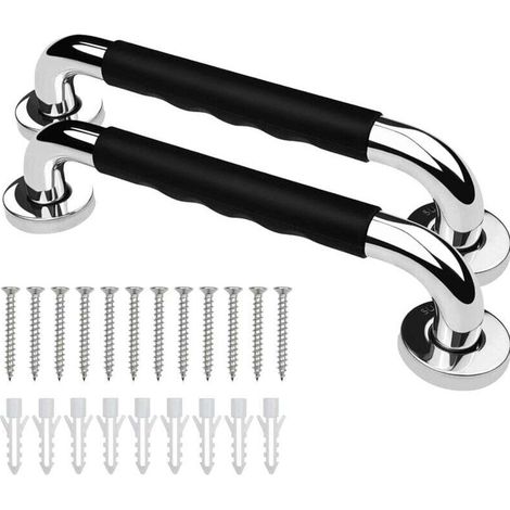 Haltegriff für Toilette, 30 cm, 2er-Set, rutschfeste Haltegriffe für Bad, Dusche und Badewanne, Edelstahl, Stützgriff für Senioren/Menschen mit Behinderung/Kinder/Schwangere