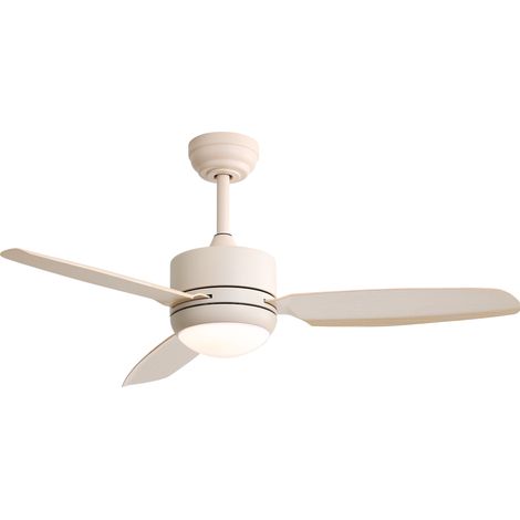 Ventilateur de plafond 117 cm, avec lumière LED, avec télécommande, moteur DC réversible, 6 vitesses, blanc cassé (1/5)