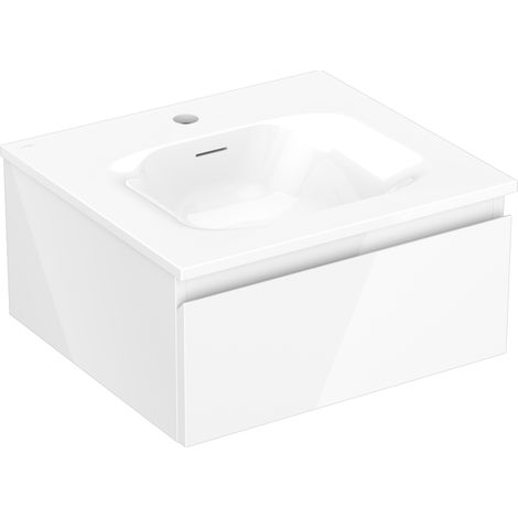 Mexen Orio Badezimmerschrank 50 cm mit Vela Waschbecken, 1 Schublade, weiß glänzend - 91A10-05023-1-BF00-W23M00 (1/5)