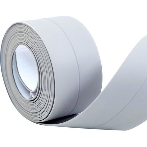 Bande d'étanchéité auto-adhésive PVC pour salle de bain et cuisine (gris) (1/4)