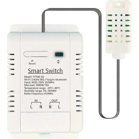 Commutateur de température WiFi 16A/3500W et étanche capteur d'énergie Comsuptiom surveillance pour Alexa Tuya Smart Life APP (1/5)