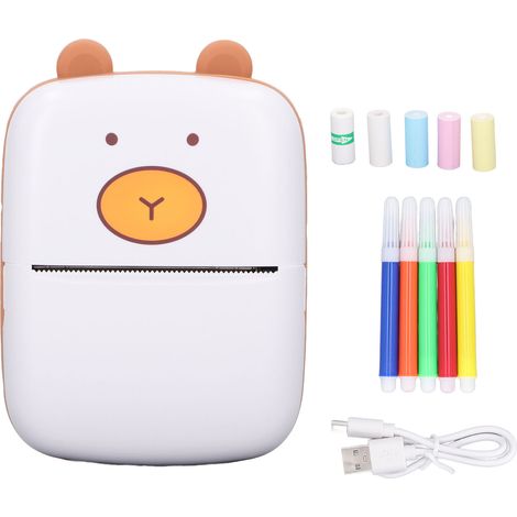 Imprimante thermique portable Bluetooth avec 5 rouleaux de papier, machine de poche légère pour impressions mobiles (1/5)