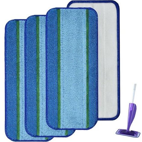 CSPARKV 4 Pièces Balais Serpillières Reutilisable Compatible avec Swiffer Wet Jet,Tampon à Vadrouille Lavables Chiffon Rechange Microfibres pour Nettoyer (1/5)