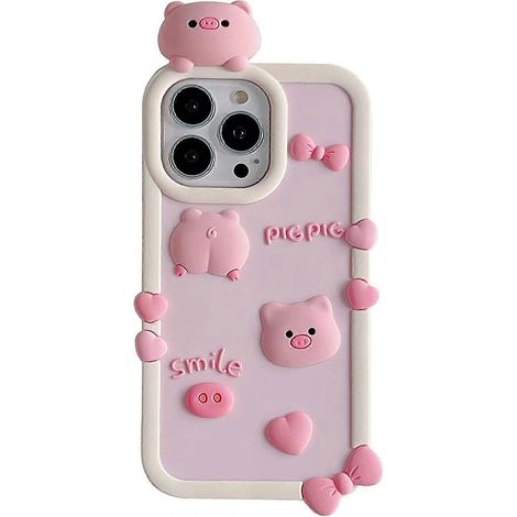 Kawaii Phone Cases Apply to iPhone 13 Pro,Cute Cartoon Pink Pig Phone Case Unique Fun Cover Case 3D iPhone 13 Pro Case Soft Silicone Shockproof Cover (1/5)