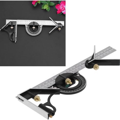 3-in-1 Kombinations-Winkelmesser mit Winkelmesser – 300-mm-Winkelmesser und Anreißnadel aus Edelstahl – Vielseitiges Werkzeug für Holzbearbeitung und Bauwesen (1/5)