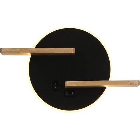 MINKUROW Lampada Da Parete Usb Lampada Da Parete Scandinava Soggiorno Creativo Sfondo Parete Camera Da Letto Hotel Cafe Lampada Da Comodino (Colore Nero) (1/4)