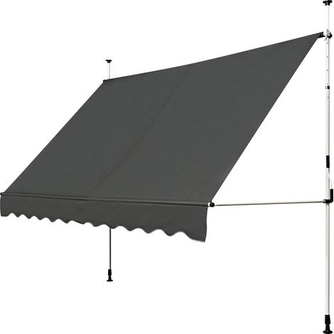 Goplus – Store banne manuel rétractable 3x1,2m – Aluminium imperméable – Hauteur réglable 2-3m – Protection solaire pour balcon et patio (1/5)
