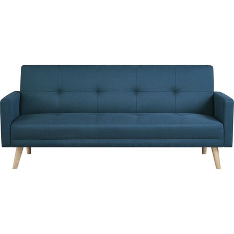 Skandinavisches Schlafsofa für 3 Personen in Entenblauem Stoff WOODEN