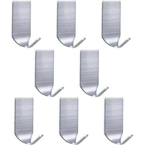 Ocho ganchos de pared resistentes e impermeables de acero inoxidable, ideales para colgar albornoces, toallas, llaves, bolsos, luces navideñas, y que también se pueden usar en la cocina.