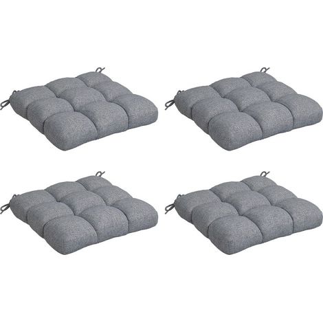 Coussin Chaise Jardin - 48 L x 48 l x 10 H cm - Extérieur Capitoné - Lot de 4 (1/5)