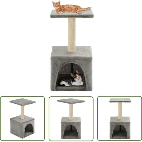 Arbre à chat Cadre d'escalade de Chat avec griffoirs en sisal 55 cm Gris 90000 (1/5)
