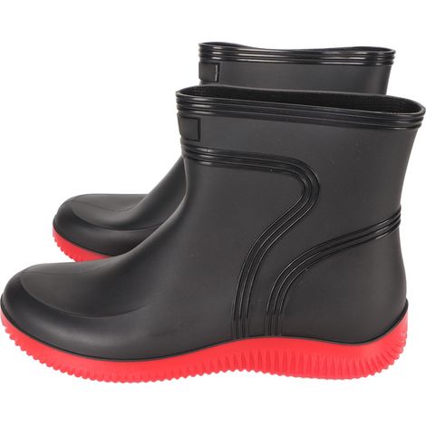 Herren-Regenstiefel, mittelhoch, wasserdicht, rutschfest, Arbeitsstiefel für Outdoor-Aktivitäten wie Jagen, Angeln und Autowaschen, Schwarz/Rot, Größe 38 (1/5)
