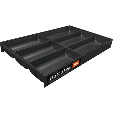 range-couverts Soft-Touch organiseur de tiroir pour tiroir et meuble de cuisine modernes protège trie et range couverts et ustensiles 47×30×5 cm Gris Blanc (1/5)