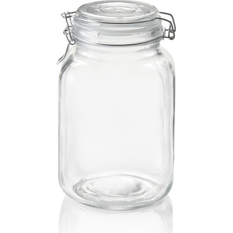 Bocal à provisions XL 2 ltr Ø 9 cm H 21 cm verre inox silicone - Was Germany (1/2)