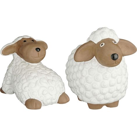 Mica Decorations Dekofigur Schaf Keramik 22 x 25 cm weiß 2-fach sortiert Dekofigur