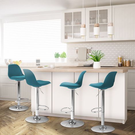 Lote de 4 taburetes de bar de diseño azul pato KARL