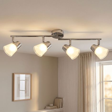 Plafonnier LED, lampe de salon, orientable, chrome, H 15,5 cm (1/5)