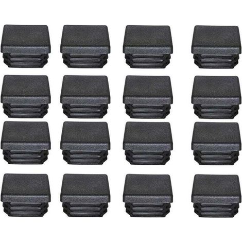 Bouchon Plastique 40x40mm Embout Tube Carre Noir Plastique Embout Bouchons D'obturation pour Pieds de Meuble Trampoline 16PCS (1/4)